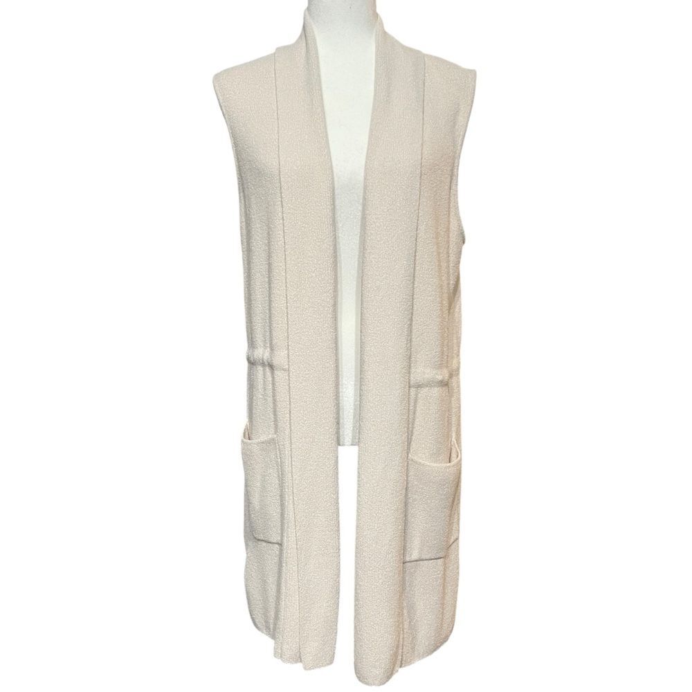 Barefoot Dreams CozyChic Ultra Lite Shawl Sweater Vest Sand Dune Medium